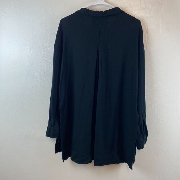 BDG Button Up Womens Medium Slouchy Oversized Button Shirt Black Lagenlook Rayon - Picture 9 of 13